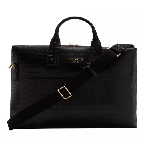 Isabel Bernard Honoré Anique Croco Black Calfskin Leather Handbag Kontorsväska