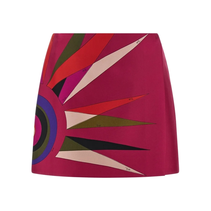 Emilio Pucci Minijupe Silk Twill Mini Skirt With Abstract Sunburst Print Red