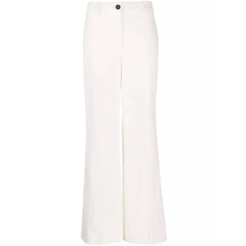 Lorena Antoniazzi Corduroy High-Waist Wide-Leg White Trousers White 