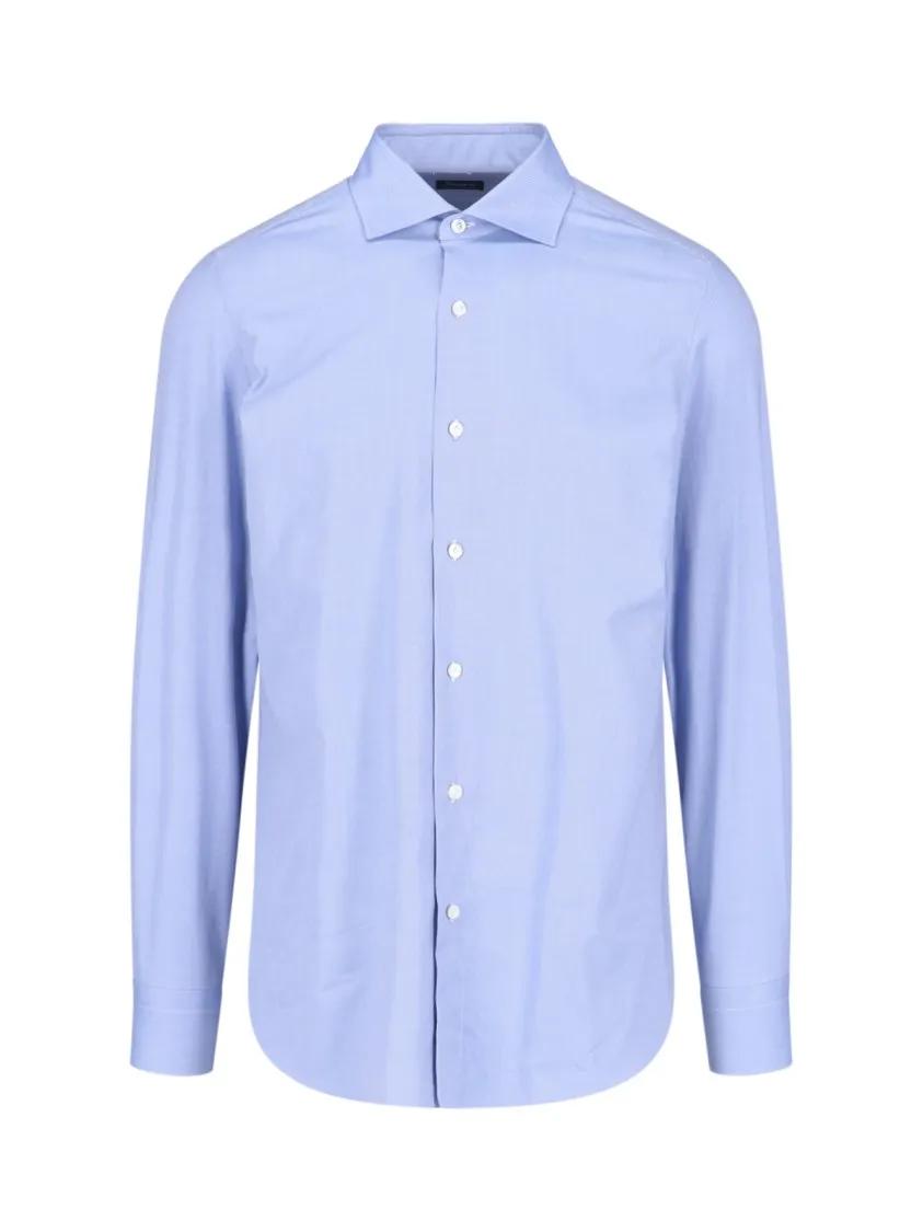 Thumbnail - Finamore - 1925 Classic Shirt In Light Blue Cotton Classic Co - Größe 39 - blau