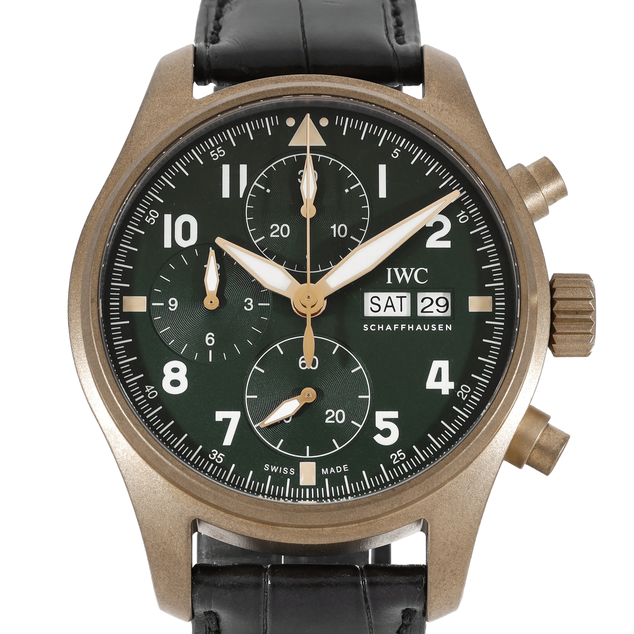 IWC Uhren - Pilot's Watch - Gr. unisize - in Braun - für Herren - aus Kalbsleder & Saphirglas