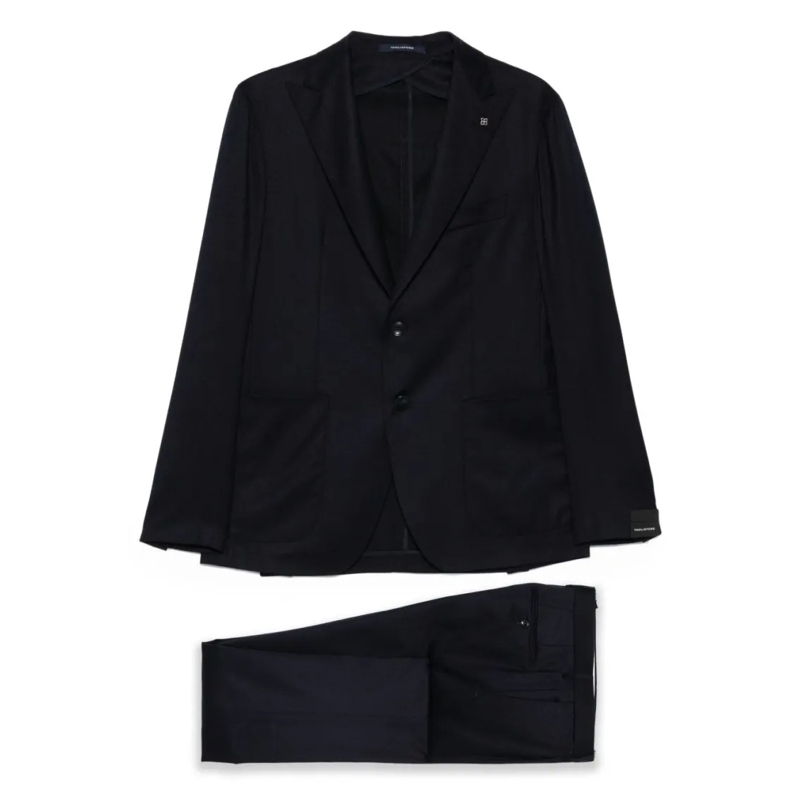 Tagliatore Anzugkombination Tailored Blue Suit With Notch Lapel Black