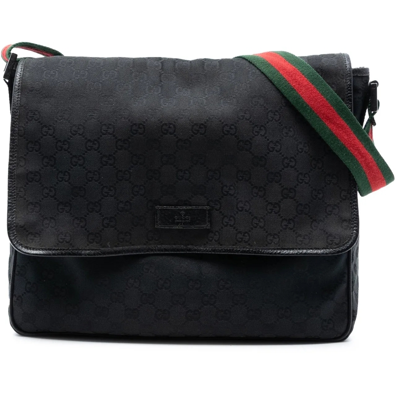 Gucci Sac à bandoulière GG Canvas Web Flap Messenger Bag schwarz