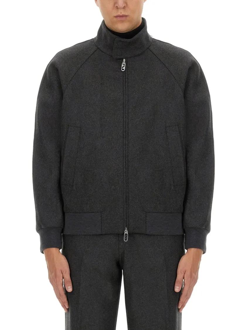 Thumbnail - Fendi - Cashmere Blouson With High Collar - Größe 52 - schwarz