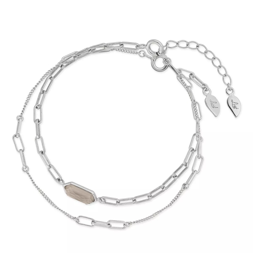 Leaf Bracelet Set Cube, grey Agate, silver rhodium plat Grey Agate Bracelet