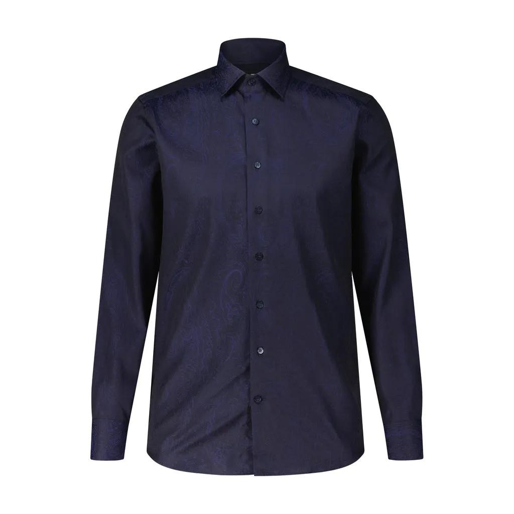 Thumbnail - Etro - Hemd mit dunklem Paisley Muster - Größe 42 - blau