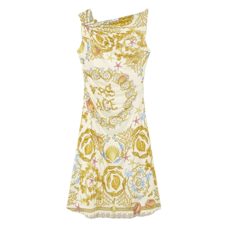 Versace Minikleid Ivory Yellow Floral Mini Dress Neutrals