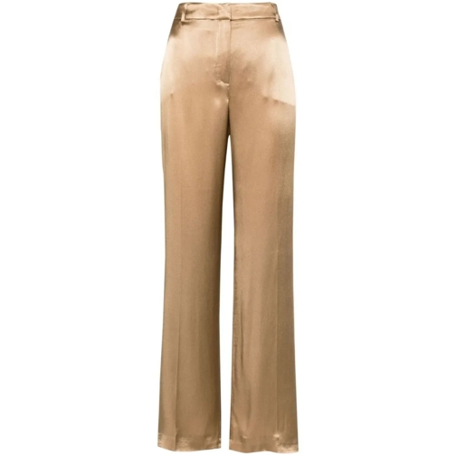 Alberta Ferretti  Golden Brown Satin Trousers Brown