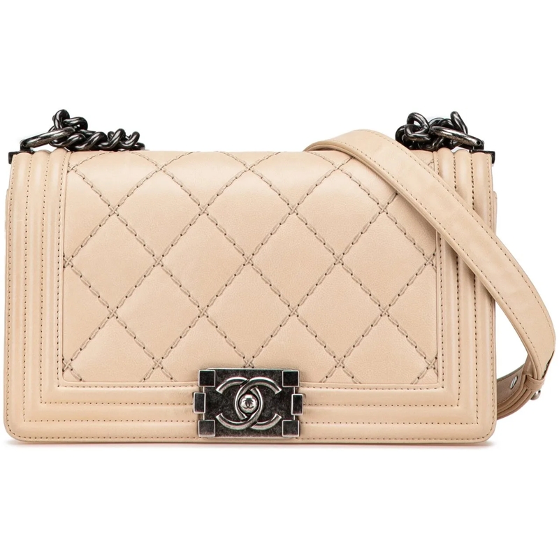 Chanel Sac à bandoulière Old Medium Aged Calfskin Double Stitch Boy Flap braun