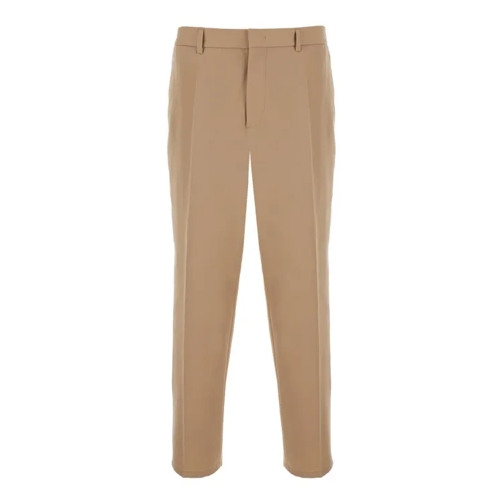 Jil Sander Beige Pants With Elastic Waistband In Wool Brown 