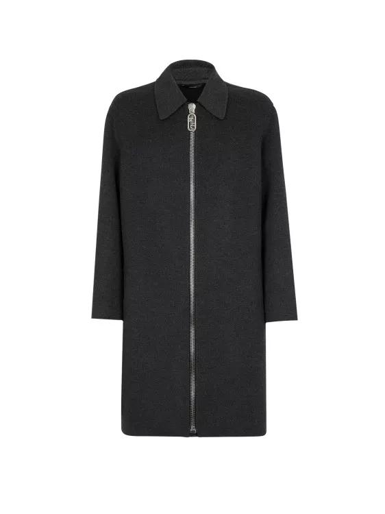 Fendi Cashmere Coat With Maxi O Lock Slider Black Kaschmir Jacken