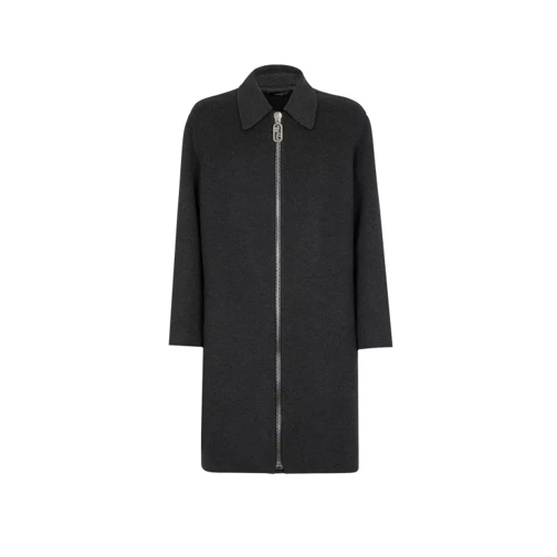 Fendi Cashmere Coat With Maxi O'lock Slider Black Kaschmir Jacken