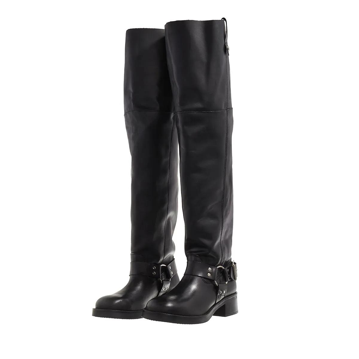 Steve Madden Bosal Black Leather Overknee Boot