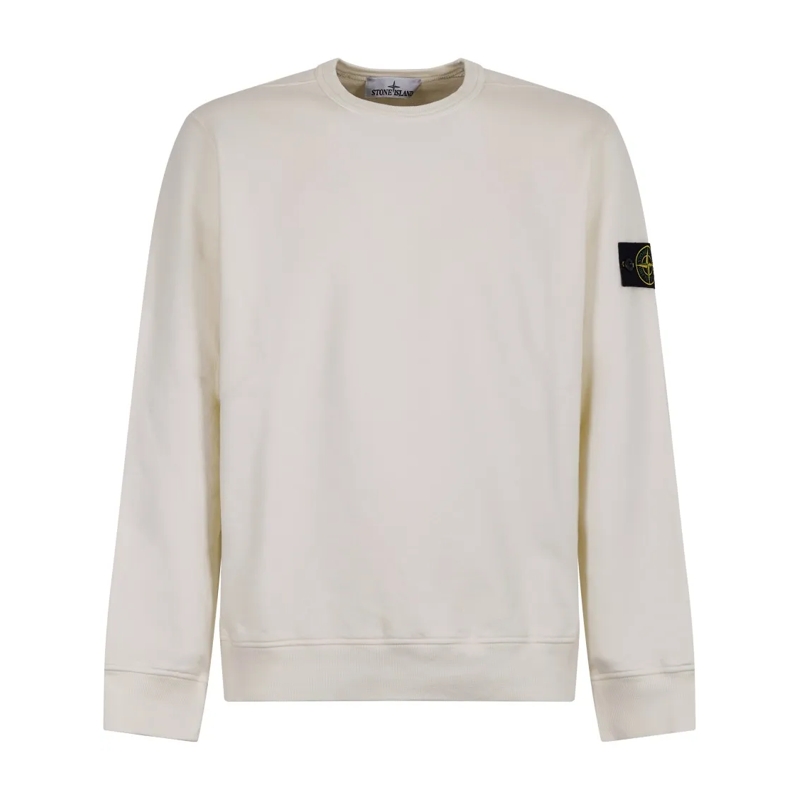 Stone Island Pull Crew Neck Sweater With Distinct Logo Patch White