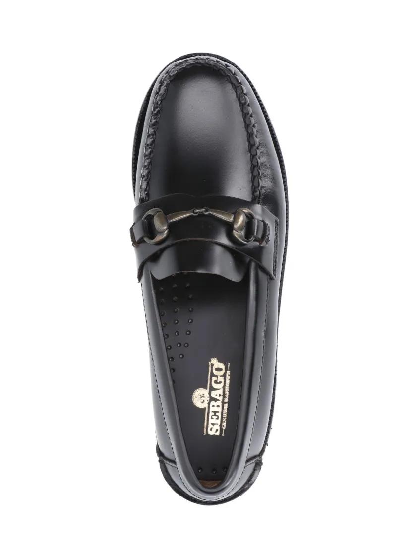 Thumbnail - Moccasin-Style Black Leather Flats - Gr. 41 (EU) - in Schwarz
