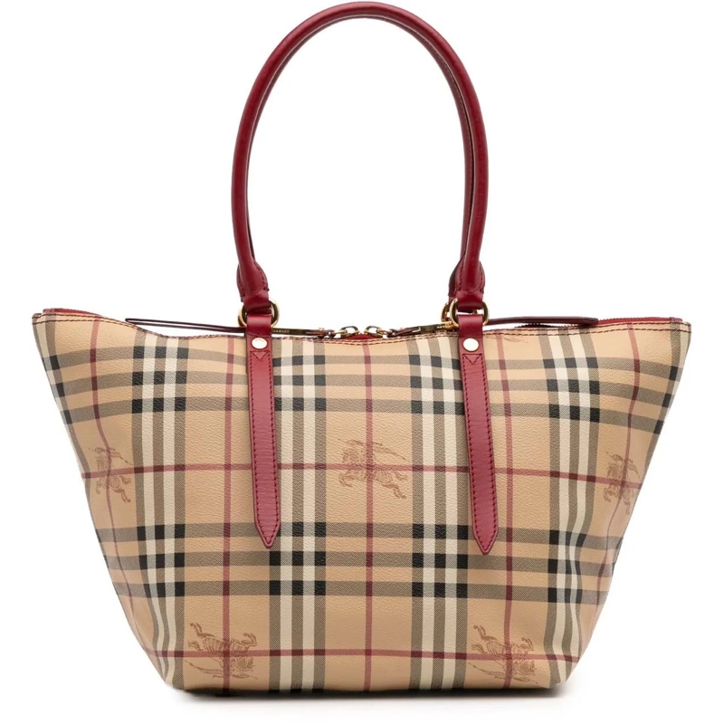 Burberry Shopper Small Haymarket Check Coated Canvas Salisbury Tote braun