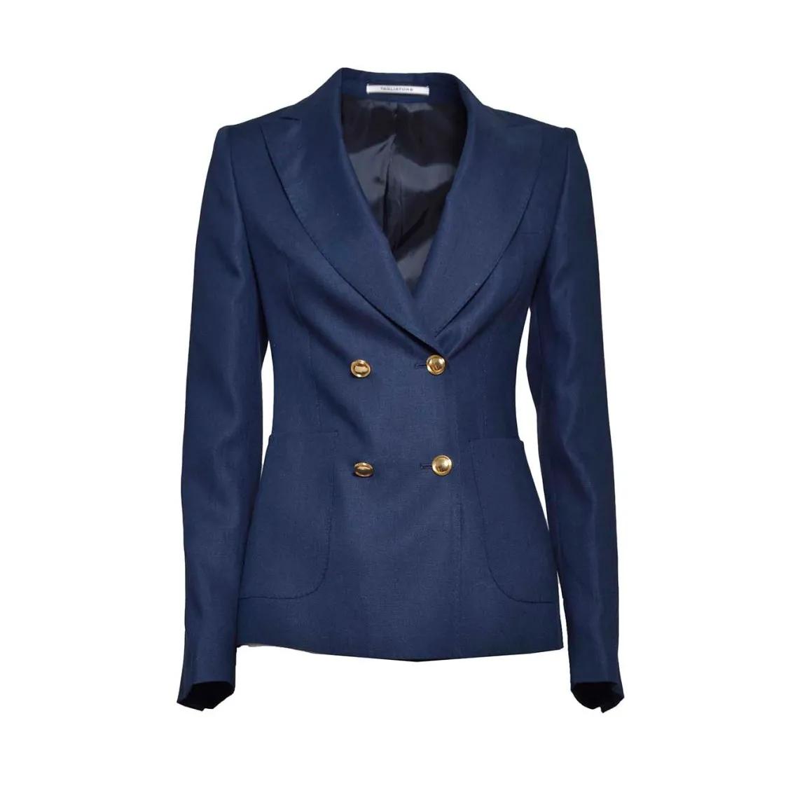 Thumbnail - Tagliatore - J-Coral Double Breasted Jacket In Blue Linen - Größe 46 - blau
