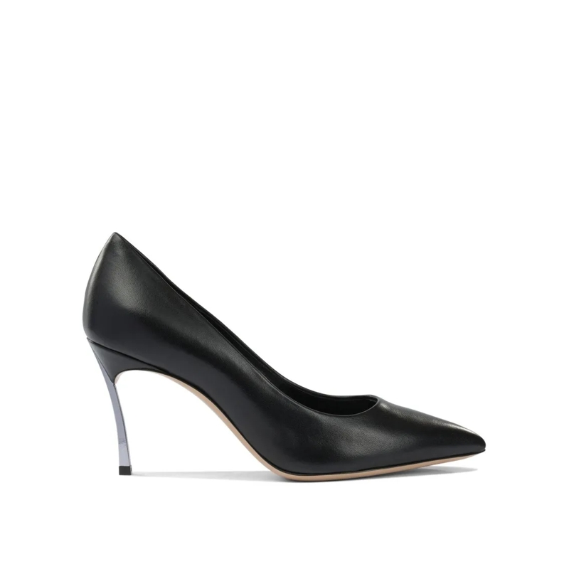 Casadei Pumps Tapered Black Leather Pumps Black