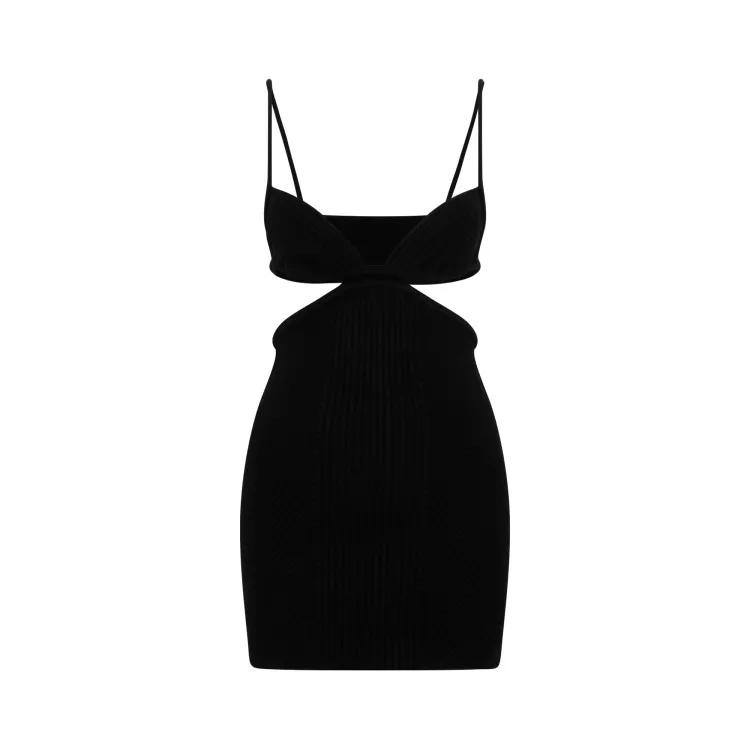 Off-White - Black Cut Out Ribbed Mini Dress - Größe 40 - black