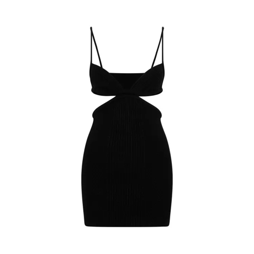 Off-White Black Cut Out Ribbed Mini Dress Black 