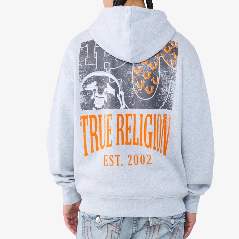 True Religion Sweatshirt Zip-Hoodie- Zip-Hoodie- Logo-Print auf Rückseit grau(Image 4)