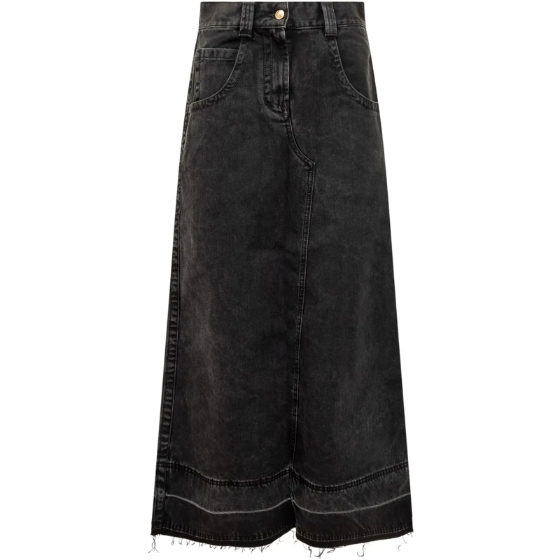 Palm Angels Maxirock Gonna in Jeans dunkelgrau