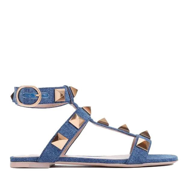 VALENTINO Sandalen & Sandaletten - Denim Cotton Sandals - Gr. 37 (EU) - in Beige - für Damen