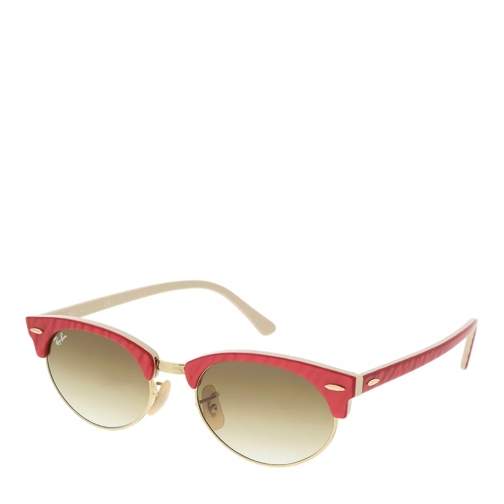 Ray-Ban 0RB3946 130851 Unisex Sunglasses Clubmaster Top Wrinkled Red On Beige Sunglasses