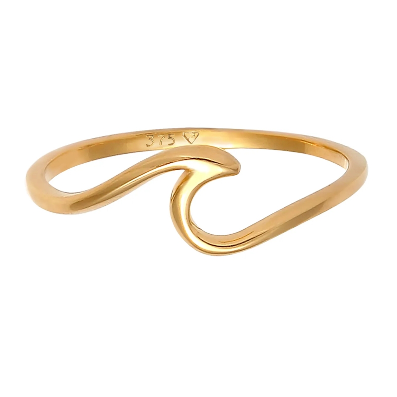 Elli Ring Ring Wellen Wave Strand Maritim 375 Gelbgold gold(Image 2)