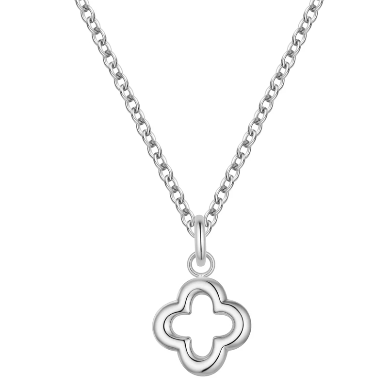 Glanzstücke München Mittellange Halskette Edelstahl Halskette Kleeblatt silber