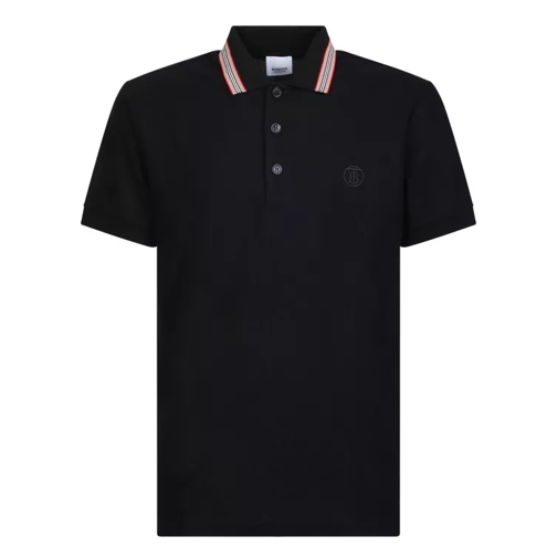 Burberry Black Polo Shirt With Striped Collar Black 