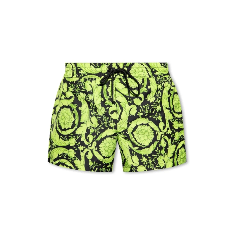 Versace  Barocco Print Logo Swim Shorts Green