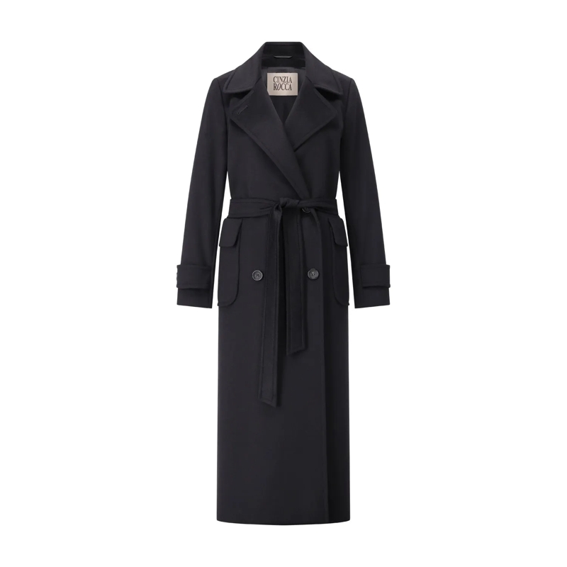 CINZIA ROCCA Manteau d'hiver Langer Mantel aus Kaschmir schwarz