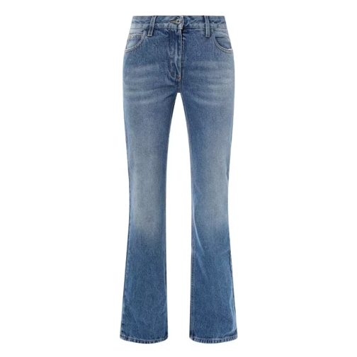 Off-White Cotton Slim Jeans With Logo Patch Blue Jeans Slim Fit