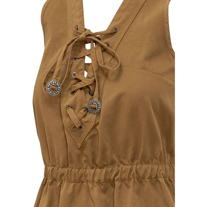 Pinko Maxikleid Abito Casarsa con Scollo a V e Volant beige(Image 4)