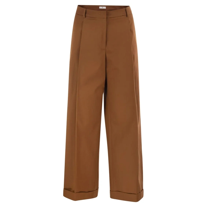 Pt Torino  Anna - Stretch Cotton Gabardine Pants Brown