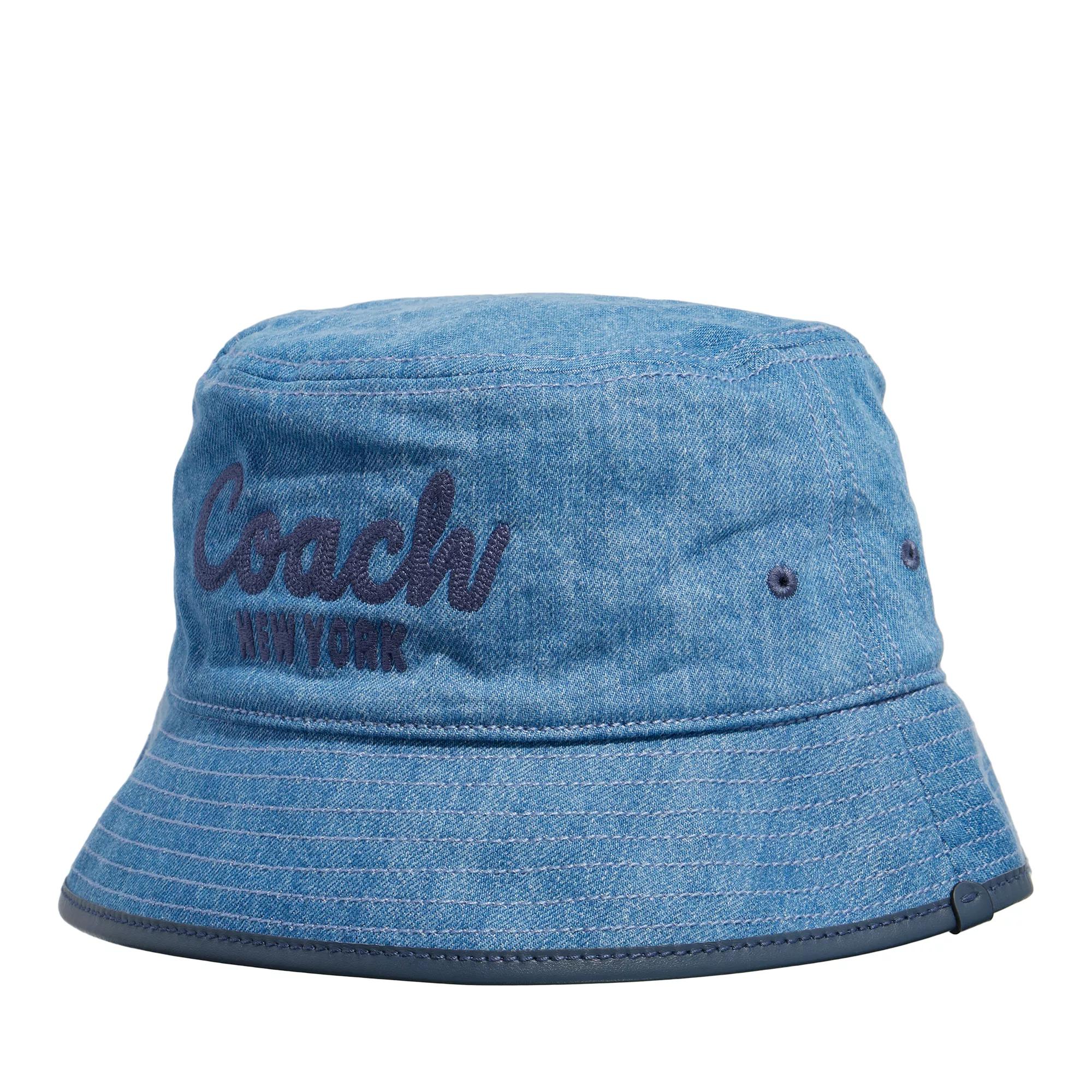 Coach Mützen - Coach Embroidered Denim Bucket Hat - Gr. M - in Blau - für Damen