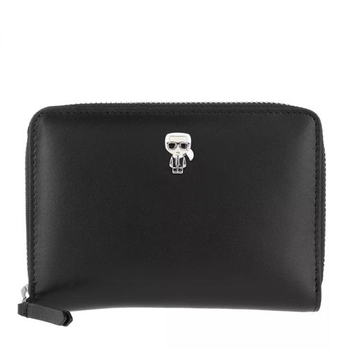Karl Lagerfeld Ikonik Pin Md Fold Wallet A999 Black Portemonnaie mit Zip-Around-Reißverschluss