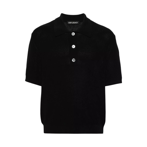 Our Legacy Geripptes Poloshirt black black 