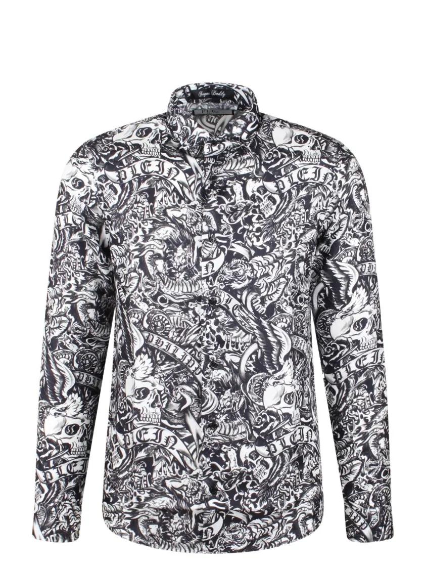 Philipp Plein - Silk Shirt Sugar Daddy Cut Ls Tattoo Shirt - Größe S - grau