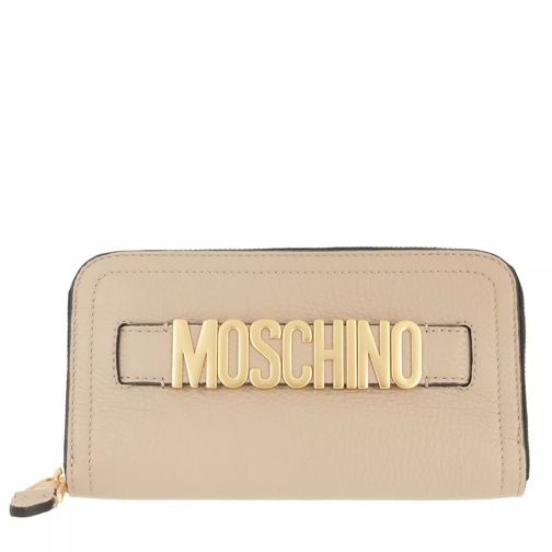 Moschino Portafoglio Beige Portemonnaie mit Zip-Around-Reißverschluss