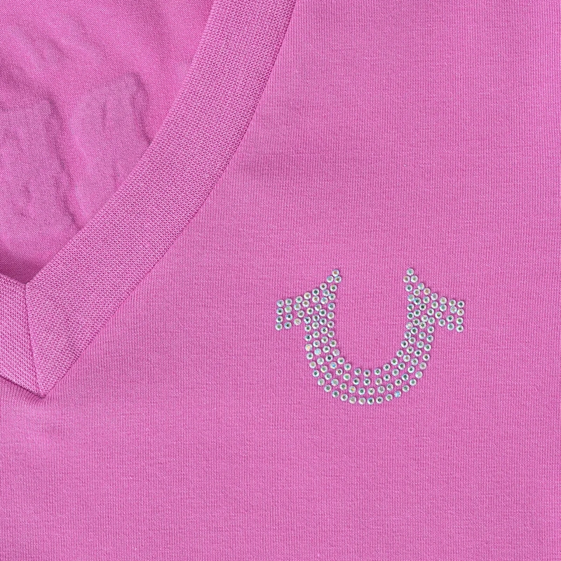 True Religion T-Shirt - T-Shirt- V-Ausschnitt- Markenlogo auf Front-  pink(Image 5)