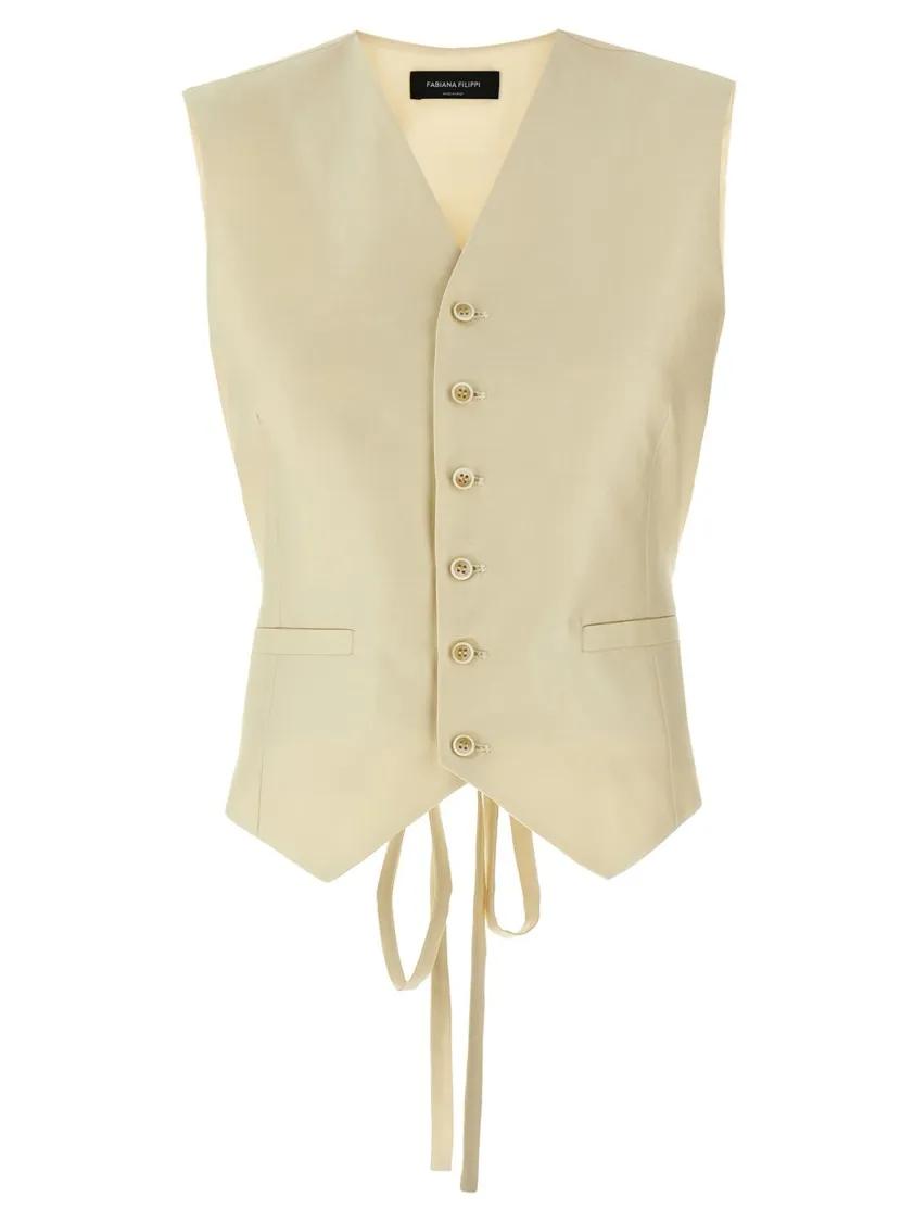 ボトムスその他 Fabiana Filippi V-Neck Cotton Vest With Silk Satin Back Fabiana Filippi V-Neck Cotton Vest With Silk Satin Back