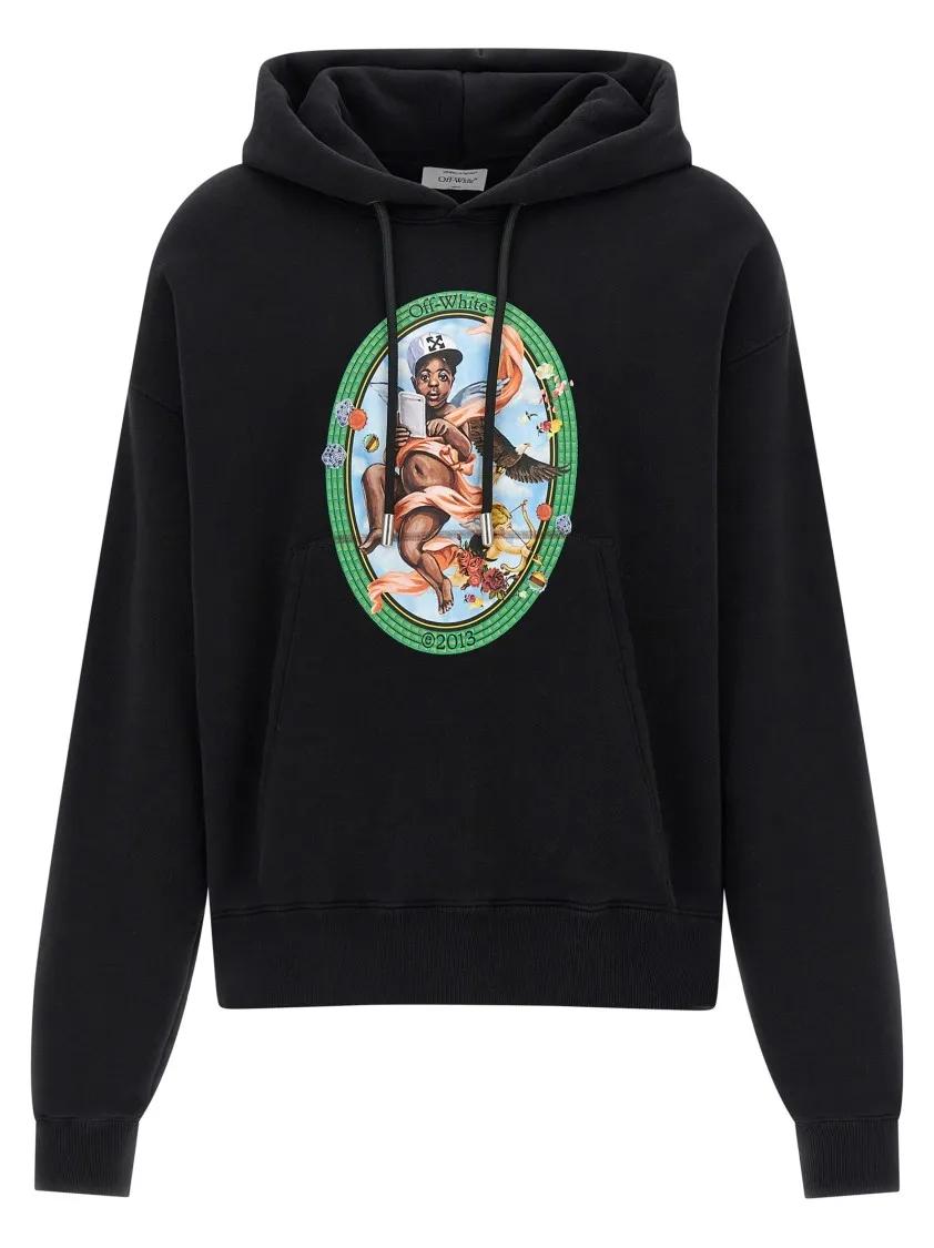Thumbnail - Off-White - 'Fresco Oval' Hoodie - Größe S - schwarz