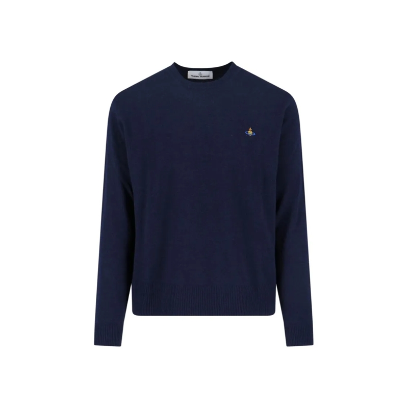 Vivienne Westwood Trui "Alex" Crew Neck Sweater In Blue Wool Blue
