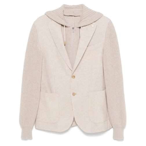 Luigi Bianchi Blazer Jacket With Logo Neutrals