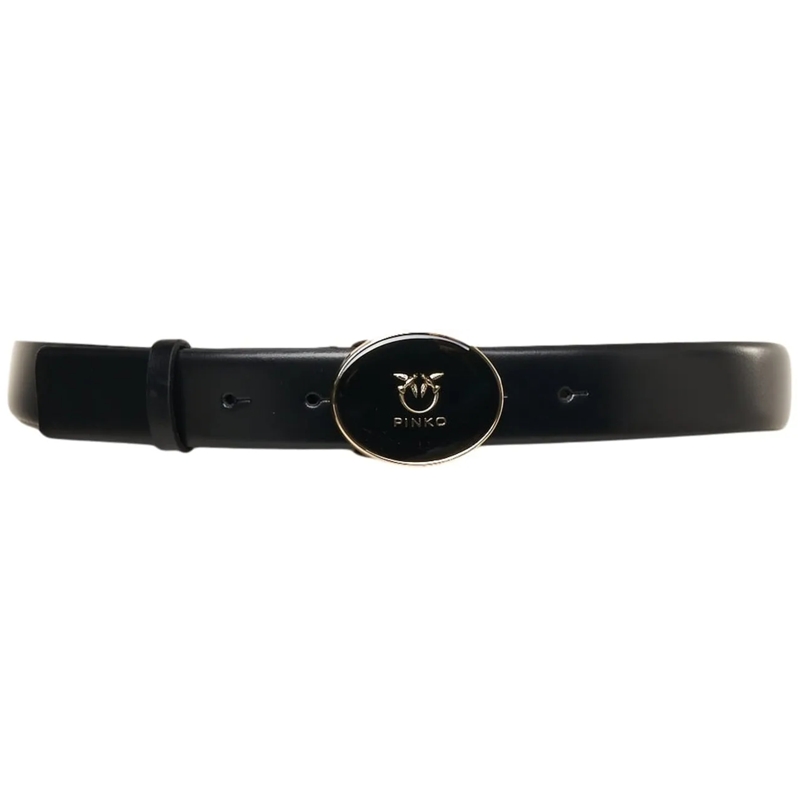 Pinko Ceinture en cuir Belt with logo buckle schwarz