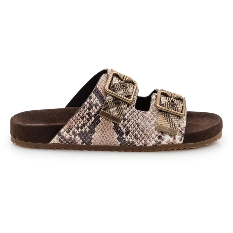 Burberry Slides Sandali Urchin con Doppia Fibbie e Stampa braun