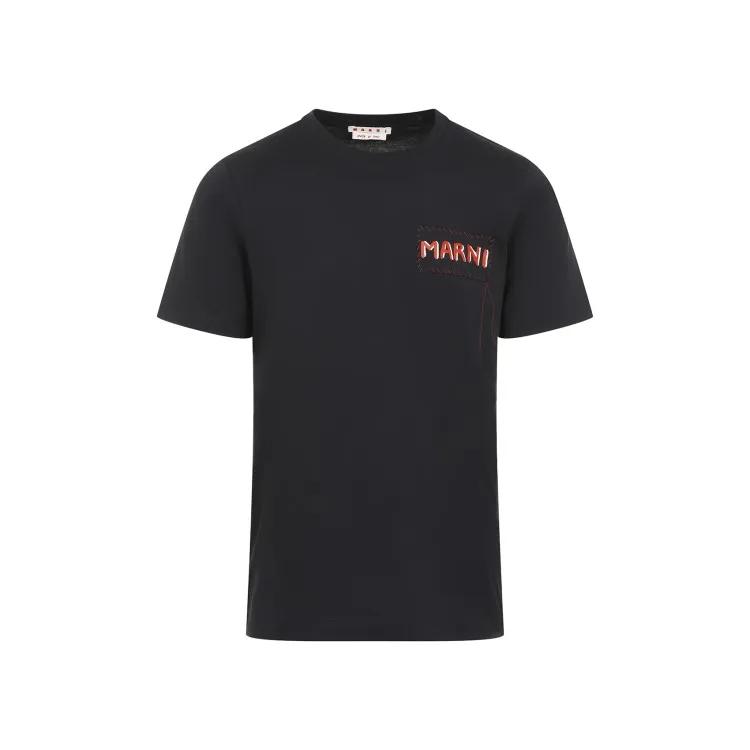 Marni - Black Cotton Logo T-Shirt - Größe 46 - schwarz