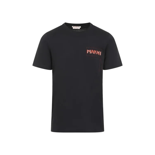 Marni T-Shirts Black Cotton Logo T-Shirt Black